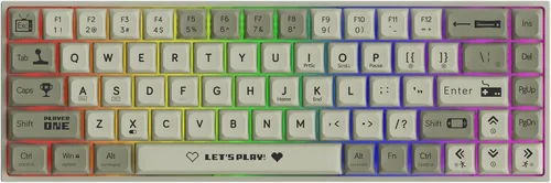 Vista 7 de AK680 - Teclado mecánico compacto con cable, diseño rojo y blanco, 68 teclas, interruptor táctil marrón intercambiable en caliente, teclado