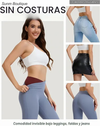 Vista 4 de Sunm Boutique Ropa interior sin costuras para mujer, calzoncillos con Negro