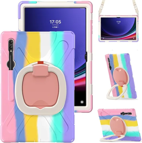 Vista 29 de Funda de silicona resistente para Samsung Galaxy Tab S9+ de 12.4 pulgadas 2023/S8+ /S7+/S7 Fe, con correa para el hombro, soporte para bolígrafo S
