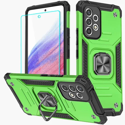 Vista 8 de HNHYGETE Funda para teléfono Galaxy A53 5G con protector de pantalla, soporte giratorio de grado militar de 360° [resistente] a prueba de golpes