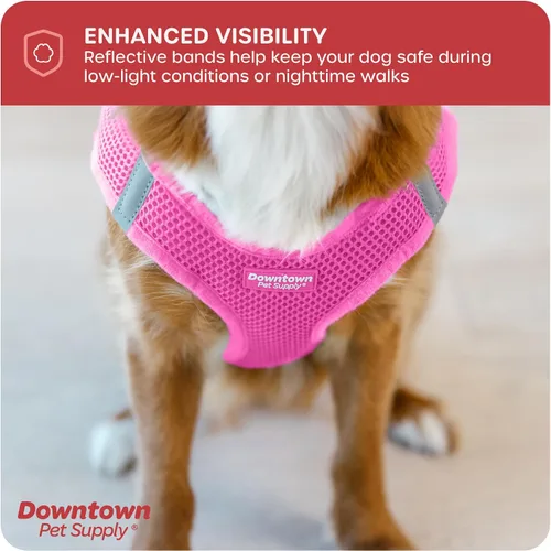Vista 133 de Downtown Pet Supply Arnés para perro Step-in – Sin tirones, malla acolchada ajustable con ribete reflectante, correa de hebilla segura – Arnés