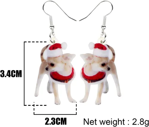 Vista 5 de NEWEI Aretes colgantes de acrílico para perros de Chihuahua Dulce Chihuahua, para mujeres, niños, cachorros, animales, joyería de regalo