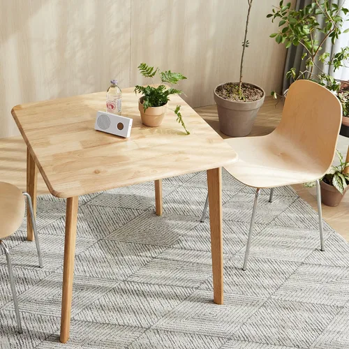 Vista 8 de Canberra - Mesa de comedor cuadrada de madera de 28.3 pulgadas/mesa de cocina moderna de roble malayo de mediados de siglo (roble natural)