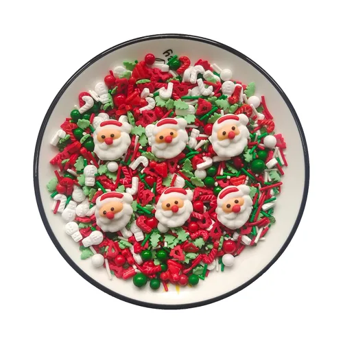 Vista 9 de Sentovac 12 piezas decoraciones comestibles para pasteles de Navidad (2 Papá Noel) Chispitas para mezclar para Navidad Suministros para fiesta 3