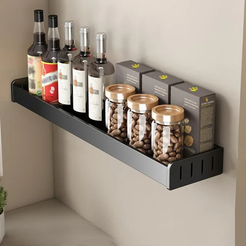 Vista 9 de Estante de especias montado en la pared, organizador de especias de cocina para tarros de especias, estante de especias para detrás de la estufa