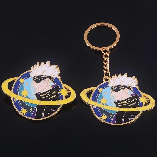 Vista 6 de SONGCHANGJEWELRY JJK - Llavero Satoru Figura de anime esmaltado Llavero de joyería para hombres y mujeres