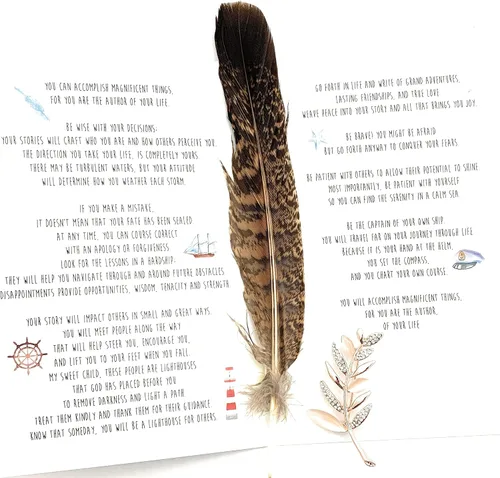 Vista 5 de Smiling Wisdom - Tarjeta de felicitación de Quill You are the Author of Your Life y juego de regalo de sabiduría de sentimiento de plumas, nuevo
