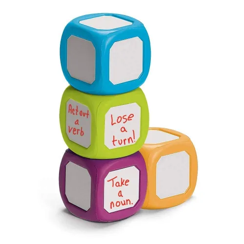 Vista 4 de hand2mind Dados pequeños de plástico para escribir y limpiar para niños de 5 a 8 años, superficie de borrado en seco en todos los lados, dibujar