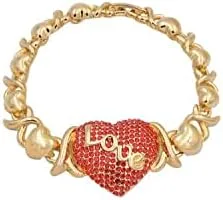 Vista 3 de Giffor Juego de collares de lujo con relleno de oro de 14 quilates para novias, para mujer, aretes de amistad, anillos