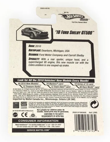 Vista 2 de Hot Wheels 2010 Nuevos Modelos Ford Mustang Shelby GT500 GT-500 Gris Plata