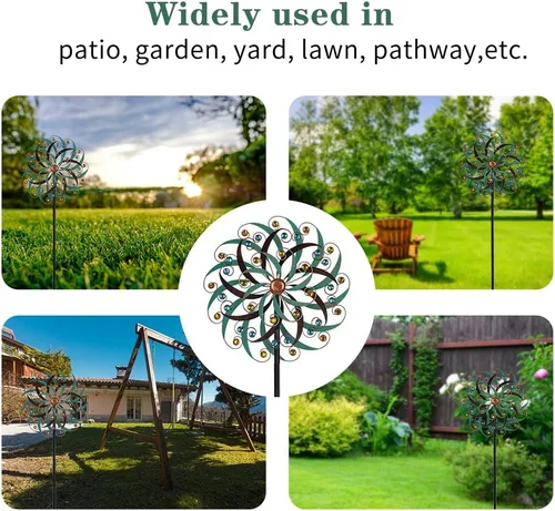 Vista 6 de Stargarden Molinillos de Viento de Metal Grandes para Exteriores, Arte de Metal para Patio, Esculturas de Viento y Molinillos para Decoraciones