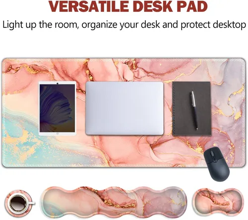 Vista 2 de Alfombrilla de mouse para juegos extendida mejorada, almohadilla para teclado y muñeca, juego de alfombrilla de mouse con soporte de muñeca, Artso