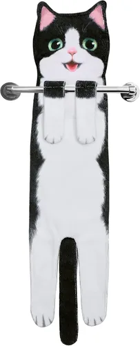 Vista 11 de Divertidas toallas de mano para decoración de baño y cocina, bonita toalla de mano colgante de gato, accesorios de cocina, ideas únicas de regalo