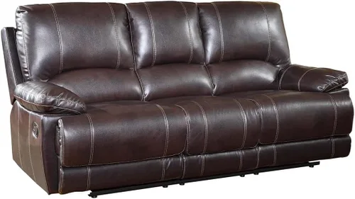 Vista 33 de Blackjack Furniture Brantley Collection - Sofá biplaza reclinable tapizado de cuero con consola, asientos acolchados de felpa con bobina Marrón