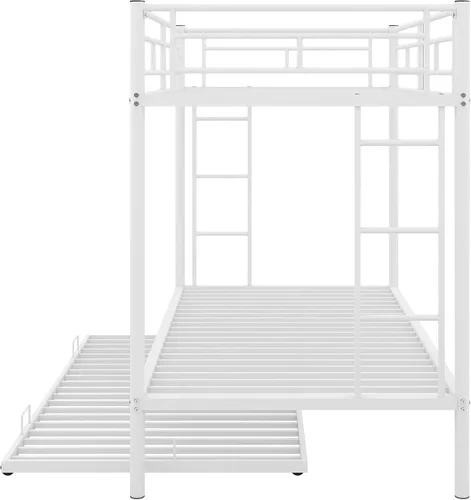 Vista 6 de Bellemave Litera individual sobre cama individual con nido, marco de cama de metal con escalera y rieles de seguridad para niños, niñas, niños