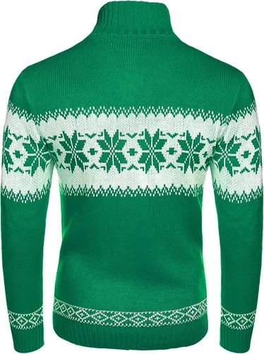 Vista 3 de COOFANDY Suéter de Navidad para hombre, suéteres de Navidad de punto feo, suéter casual con copos de nieve