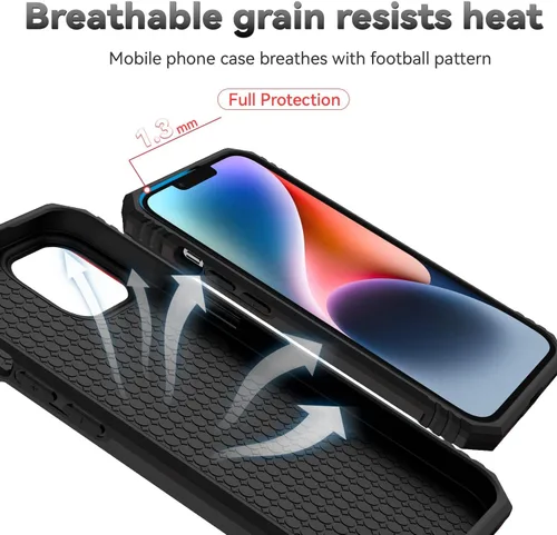 Vista 8 de Funda magnética compatible con iPhone 14 Plus, iPhone 14 Plus con cubierta de cámara y soporte de grado militar, a prueba de golpes, color negro