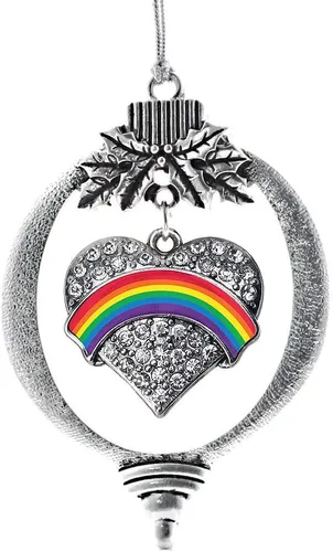 Vista 139 de Inspired Silver Adornos festivos de dije de corazón pave de plata con circonitas cúbicas