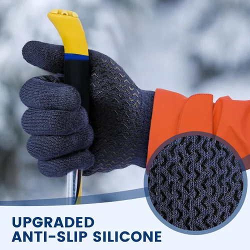Vista 6 de Trifabricy Guantes de invierno para hombres y mujeres, guantes de lana con forro polar para pantalla táctil, guantes térmicos de invierno cálidos