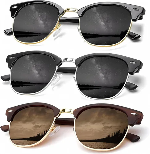 Vista 15 de KALIYADI - Gafas de sol polarizadas para hombres y mujeres unisex, marco semirretráctil, estilo retro, para conducir, con bloqueo UV