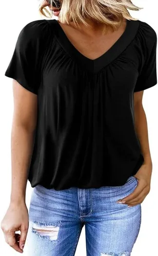 Vista 2 de Dokotoo - Camisetas de verano para mujer, manga corta, cuello en V, estilo casual