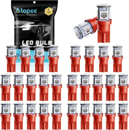 Vista 9 de Alopee Paquete de 30 bombillas LED 194 ámbar acrílico T10 bombilla LED ámbar DC 12V luces interiores de coche para 194 168 T10 2825 W5W marcador