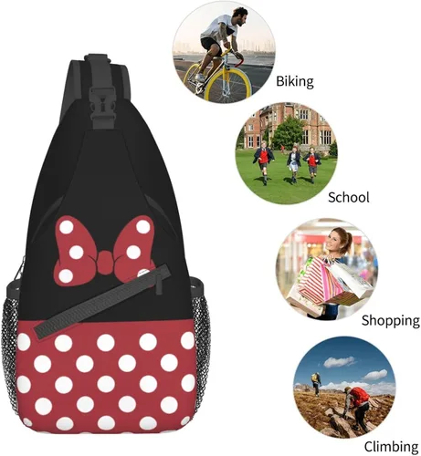 Vista 6 de Bolso bandolera de dibujos animados para mujeres y hombres, mochila de viaje para senderismo, Bolso honda de dibujos animados