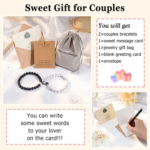 Vista 5 de PINKDODO Couples Bracelets for Boyfriend Girlfriend Women Men Lovers Friends