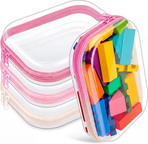 Vista 44 de Hoolerry 4 piezas de estuches rígidos transparentes con cremallera, bolsas de maquillaje, estuche de plástico para lápices, contenedores de caja