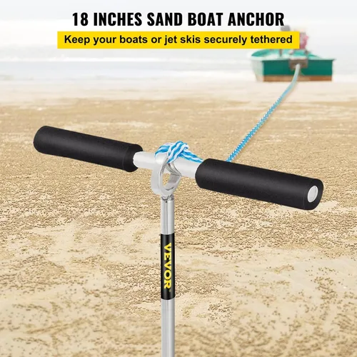 Vista 2 de VEVOR Anclaje de arena, barrena de 18 pulgadas de longitud para la playa y barra de arena, anclaje de tornillo de acero inoxidable 304 con mango