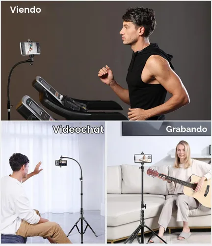 Vista 8 de Elitehood Soporte de trípode flexible de 81 pulgadas de alto para iPhone con cuello de cisne ajustable de 17 pulgadas con control remoto, compatible