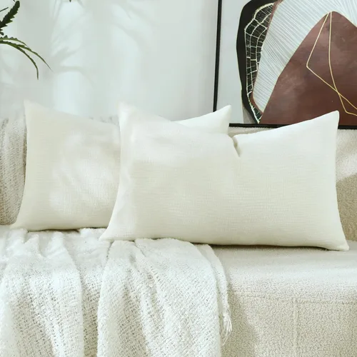 Vista 15 de Stellhome Juego de 2 fundas de almohada de felpilla azul gris de 16 x 16 pulgadas, fundas de cojín con textura de línea suave, decoración bohemia