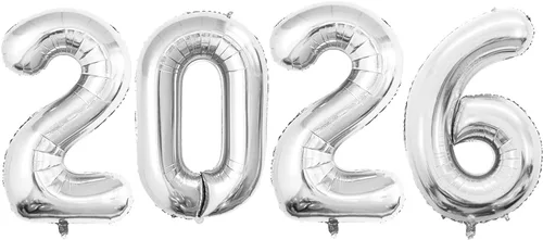 Vista 58 de GOER Globos de papel de aluminio 2026 para fiesta de Año Nuevo, suministros de fiesta, decoraciones de graduación (negro, 16 pulgadas)