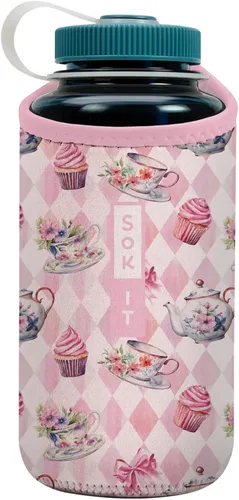 Vista 156 de Sok It BotlSok Funda para botella de agua con cubierta de neopreno aislante (Floral abstracto, se ajusta a CamelBak o Nalgene de 12 onzas)