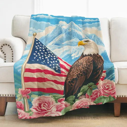 Vista 11 de Levens Manta de franela con silueta de soldado de la bandera estadounidense Grunge de 50 x 60 pulgadas, ultra suave, ligera, acogedora manta