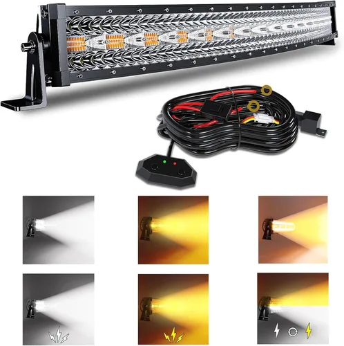 Vista 17 de [Usado] Barra de luz LED de 12 pulgadas y 72 W, luz estroboscópica blanca/ámbar con seis modos, luces antiniebla de conducción, haz de luz