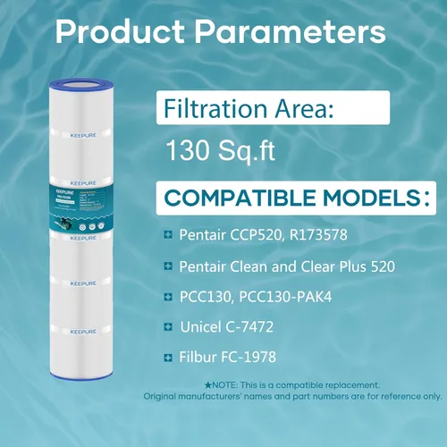 Vista 4 de Cartuchos de filtro de piscina CCP520 de repuesto para PCC130, PCC130-PAK4, R173578, 178585, Clean and Clear Plus 520, C-7472, FC-1978, FC-6475
