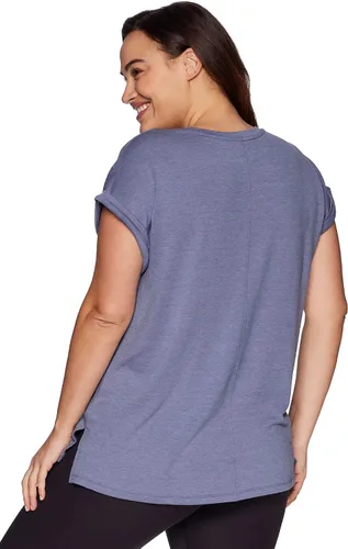Vista 2 de RBX Active - Camiseta de manga corta para mujer, ajuste relajado, transpirable, para correr, entrenamiento, yoga
