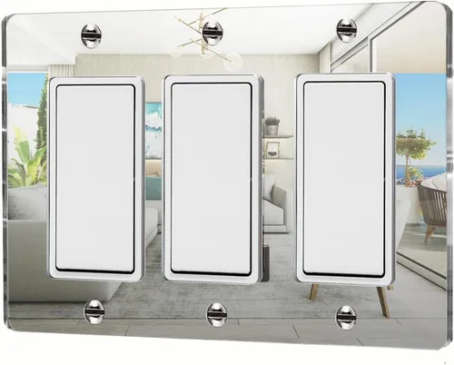 Vista 23 de 1 Pieza Placas de Interruptor de Luz con Espejo, Cubiertas de Salida de Acrílico, Placas de Pared Duraderas, Placas de Interruptor con Espejo