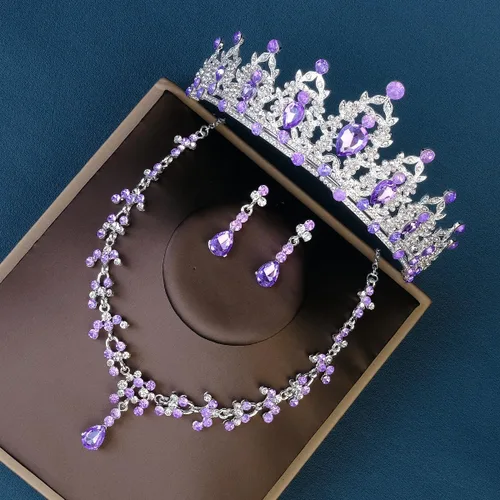 Vista 2 de PRINCESS BRIDE Women Jewelry Set Tiara Set with Earrings and Necklace Gold Gothic Rhinestone Bridesmaid Jewelry Set for Wedding Costume Hair