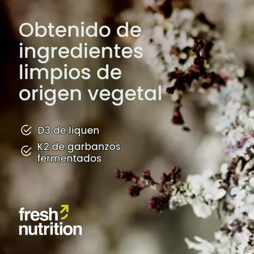 Vista 5 de Fresh Nutrition - Cápsulas veganas de vitamina D3 + K2 - 6400 UI D3 + 140 mcg de K2 como MK-7 para una absorción óptima y 800 mcg de vitamina A