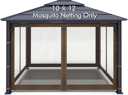 Vista 14 de Wonwon Gazebo Mosquitera de Repuesto Universal para Exteriores Toldo de 4 Paneles de Paredes de Malla con Cremallera para Gazebo de 10' x 10