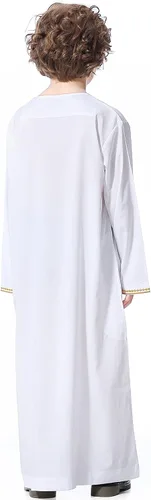 Vista 8 de Aomesinc Islamic Boys Jubba Thobe Saudi Arabia Islamic Clothing Fashion Boys Muslim Long Sleeves Kids Robe