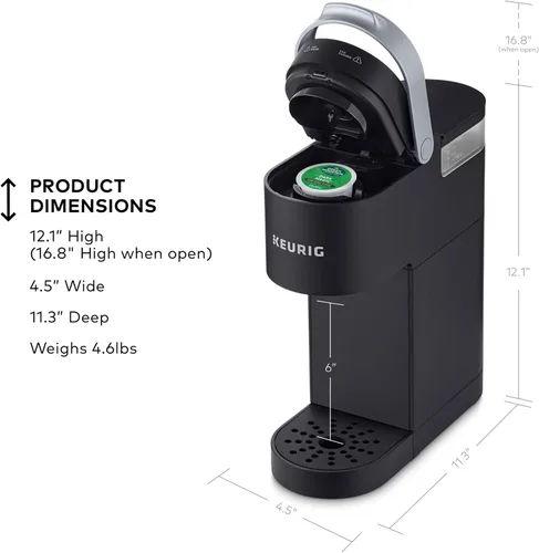Vista 8 de Keurig K-Mini CoffeeFeer, Brewer Single Sirve K-Cup POD Coffee, de 6 a 12 oz. Tamaños de preparación, negro Single-Serve K-Cup Brewer, Brews 6-12