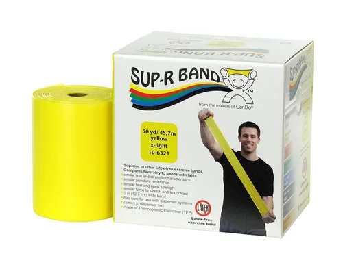 Vista 12 de Cando 10-6303 Sup-R Banda elástica sin látex para ejercicio, 1,5 metros, individual, resistencia media, verde