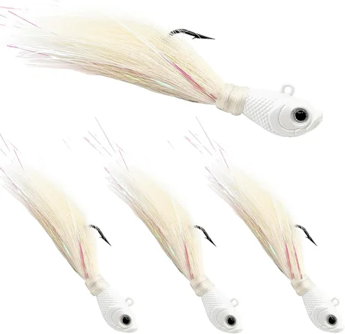 Vista 14 de Bucktail Jigs Saltwater 3Pcs/5Pcs Fish Hair Jig Lure Hooks,Fishing Hair Swimbait Jig Head Deer Hair Jig Surf Fishing for Walleye Striper