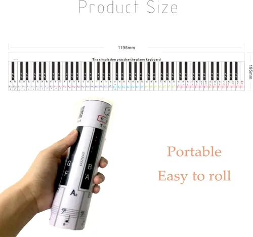 Vista 2 de Teclado de 88 teclas para principiantes, teclado de piano, simulación de dedos, guía de práctica, ayuda para la enseñanza, tabla de notas, cartón