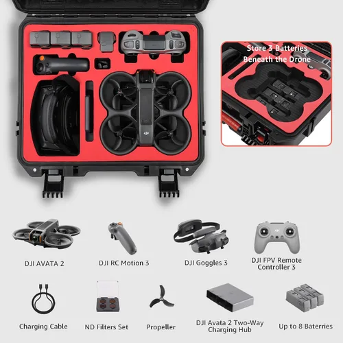 Vista 2 de Funda rígida impermeable para DJI Avata 2 Fly More Combo Compatible con DJI Goggles 3 (No para Goggles N3)/RC Motion 3 / FPV Remote Controller 3