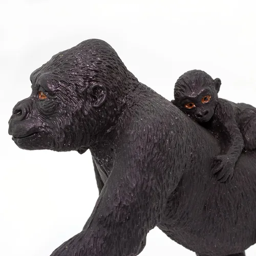 Vista 4 de Safari Ltd. Figura de gorila de las tierras bajas con bebé, figura realista de vida silvestre de 4.1 pulgadas, juguete educativo para niños, niñas