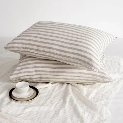 Vista 23 de Linen World - Juego de 2 fundas de almohada de lino francés, fundas de almohada que absorben la humedad lavadas a la piedra